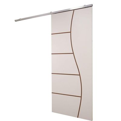 Porta De Correr Branco Prime Frisada Kit Alumínio F07 - 210x100