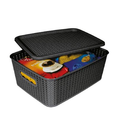 Caixa Organizadora São Bernardo Rattan em Plástico Preta 12,5L UNICA