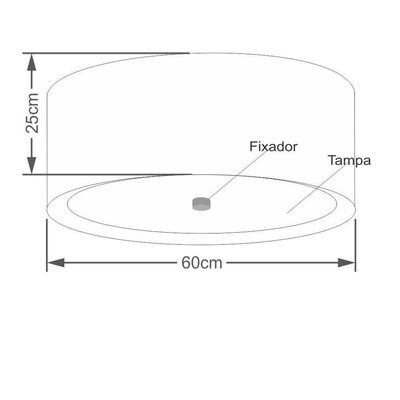 Plafon Para Quarto Cilíndrico Sq-3008 Cúpula Cor Algodão Crú Bege