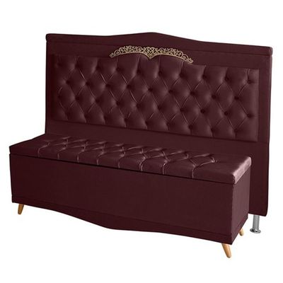 Kit Cabeceira De Cama Box E Calçadeira Baú Madri Casal 140 Cm Suede Bordo Do Lar Móveis E Decoração