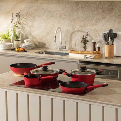 Caçarola Oxford Everyday Vermelha Antiaderente 24cm para Indução