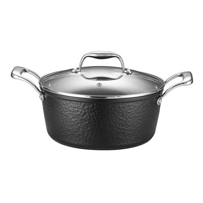 Caçarola Antiaderente Oxford Gourmet Martelado Preta 24cm para Indução e Forno