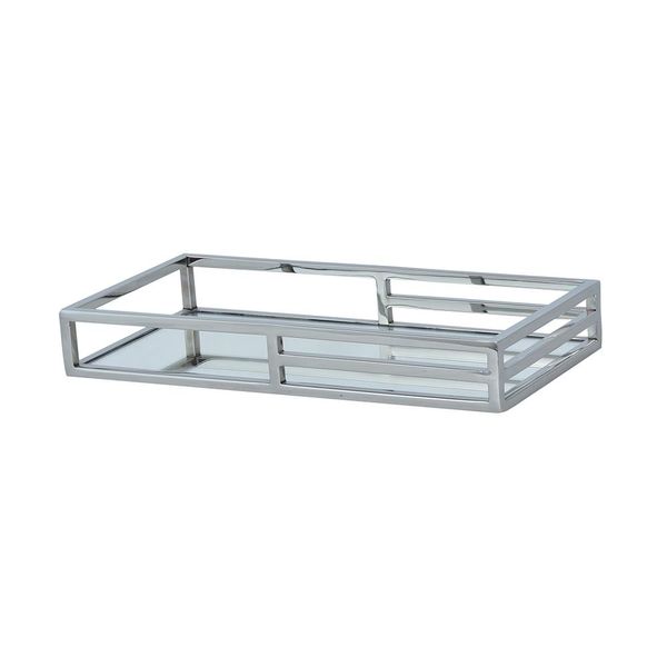 Bandeja retangular em aço inox com espelho Fracalanza 40x20x6cm