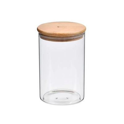 Pote Redondo de Vidro com Tampa de Bambu 1,5 Litros Kenya