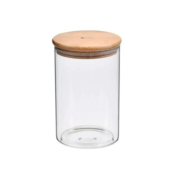 Pote Redondo de Vidro com Tampa de Bambu 1,5 Litros Kenya