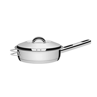 Frigideira Tramontina Solar em Aço Inox com Fundo Triplo Tampa Cabo e Alça 20cm 2,1 litros