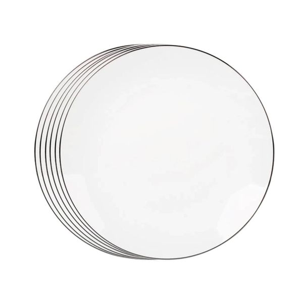 Jogo de pratos rasos em porcelana L'Hermitage Legacy Silver 27cm 6 peças branco