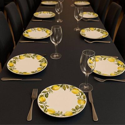 Jogo 12 Pratos Rasos Bio Limonata 27,5cm Cerâmica Porto Brasil Decorado Mesa Posta