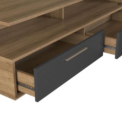 Home Rack E Painel Para Tv Até 75 Polegadas Com Iluminação Led Ravenna Grafite