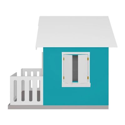 Casinha De Brinquedo Com Cercado E Cobertura Mdf Azul Turquesa/branco - Criança Feliz