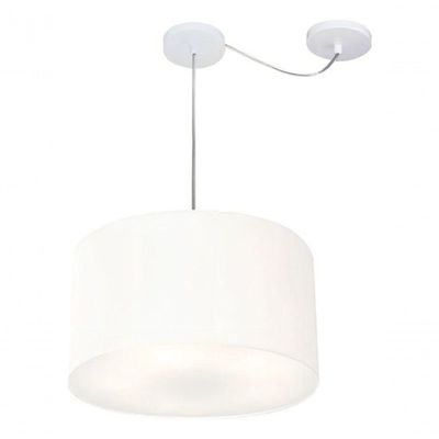 Lustre Pendente Cilíndrico Com Desvio De Centro Md-4163 Cúpula Em Tecido 40x25cm Branco - Bivolt