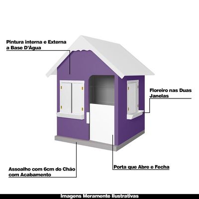 Casinha De Brinquedo Com Floreiros Mdf Lilás/branco - Criança Feliz