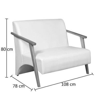 Poltrona Namoradeira Venus Braço Madeira Maciça Suede Unidecor Bege