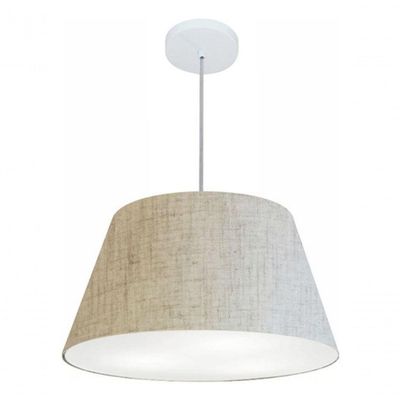 Lustre Pendente Cone Vivare Md-4248 Cúpula Em Tecido 30/50x35cm - Bivolt Rustico-bege 127/220v