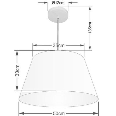 Lustre Pendente Cone Md-4248 Cúpula Em Tecido 30/50x35cm Branco - Bivolt