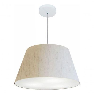 Lustre Pendente Cone Vivare Md-4248 Cúpula Em Tecido 30/50x35cm - Bivolt Linho Bege 127/220v