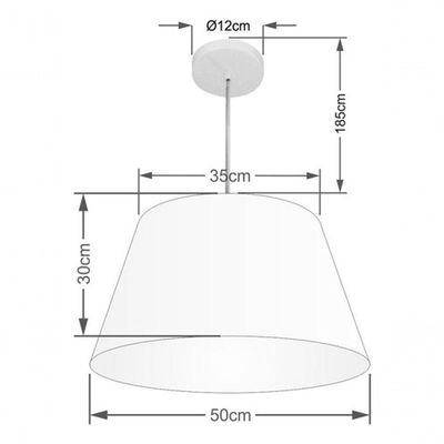 Lustre Pendente Cone Vivare Md-4248 Cúpula Em Tecido 30/50x35cm - Bivolt Linho Bege 127/220v