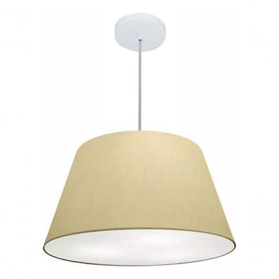 Lustre Pendente Cone Vivare Md-4248 Cúpula Em Tecido 30/50x35cm - Bivolt Algodão-crú 127/220v