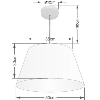 Lustre Pendente Cone Vivare Md-4248 Cúpula Em Tecido 30/50x35cm - Bivolt Algodão-crú 127/220v