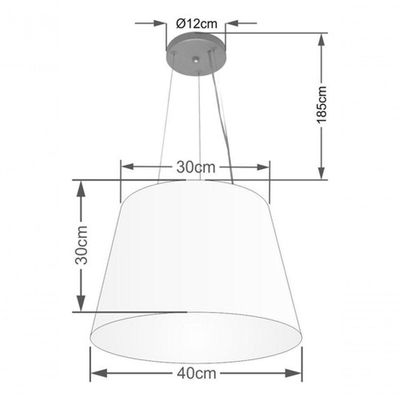 Lustre Pendente Cone Vivare Md-4152 Cúpula Em Tecido 30/40x30cm - Bivolt Vermelho 127/220v
