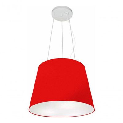 Lustre Pendente Cone Vivare Md-4152 Cúpula Em Tecido 30/40x30cm - Bivolt Vermelho 127/220v