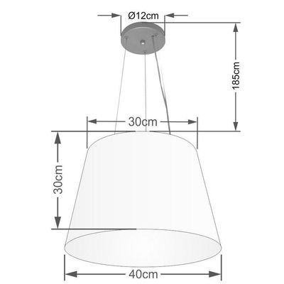 Lustre Pendente Cone Vivare Md-4152 Cúpula Em Tecido 30/40x30cm - Bivolt Vermelho 127/220v