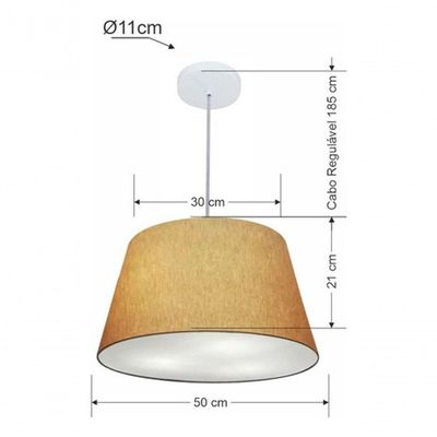 Lustre Pendente Cone Vivare Md-4021 Cúpula Em Tecido 21/40x30cm - Bivolt Palha 127/220v