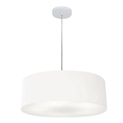 Lustre Pendente Cilíndrico Vivare Md-4254 Cúpula Em Tecido 45x15cm - Bivolt Branco 127/220v