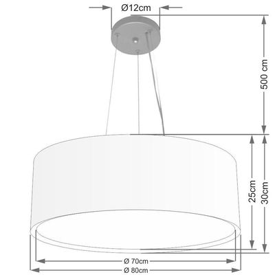 Lustre Pendente Cilíndrico Duplo Md-4126 Cúpula Em Tecido 80x30cm Café - Bivolt