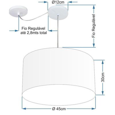 Lustre Pendente Cilíndrico Com Desvio Md-4229 Cúpula Em Tecido 45x30cm Rustico Bege - Bivolt