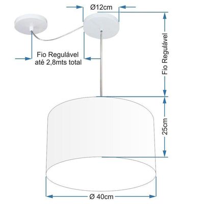 Lustre Pendente Cilíndrico Com Desvio Md-4226 Cúpula Em Tecido 40x25cm Café - Bivolt