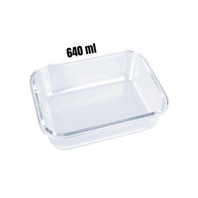 Kit 6 Potes Hermético Marmita De Vidro Retangular 640ml Mor