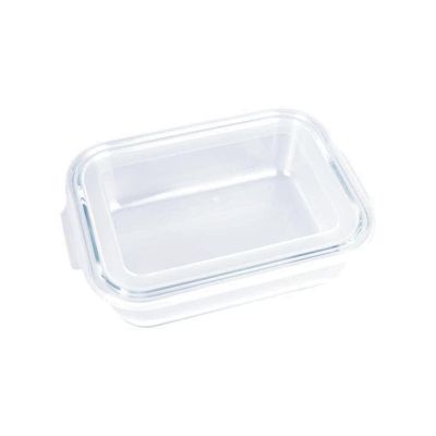Kit 3 Potes Hermético Marmita De Vidro Retangular 640ml Mor