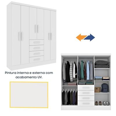 Guarda Roupa Casal 6 Portas 4 Gavetas Arizona S/ Espeho S/ Pés - Tcil Neve