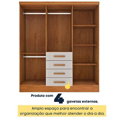 Guarda Roupa Casal 6 Portas 4 Gavetas Arizona S/ Espeho S/ Pés - Tcil Cinamomo/off White