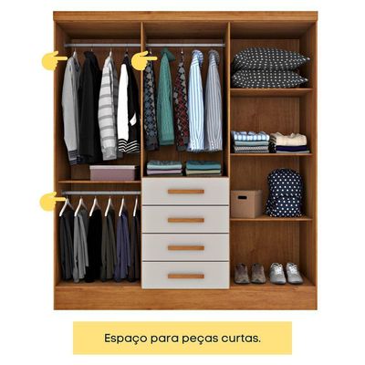 Guarda Roupa Casal 6 Portas 4 Gavetas Arizona S/ Espeho S/ Pés - Tcil Cinamomo/off White
