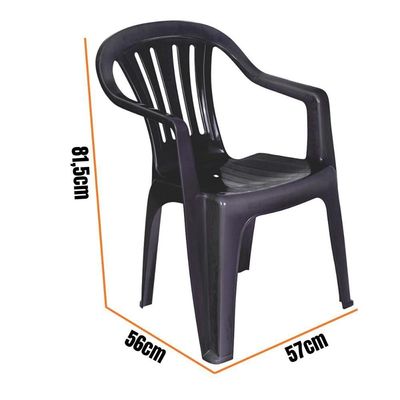 Kit 10 Cadeiras Poltrona Plástica Empilhavel Reforçada 182kg Mor