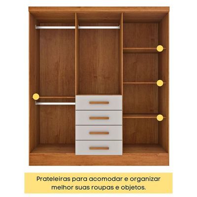 Guarda Roupa Casal 6 Portas 4 Gavetas Arizona S/ Espeho S/ Pés - Tcil Cinamomo/off White