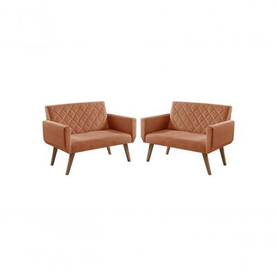 Kit 2 Poltronas 2 Lugares Anabelle Unidecor Terracota