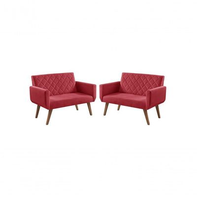 Kit 2 Poltronas 2 Lugares Anabelle Unidecor Vermelho