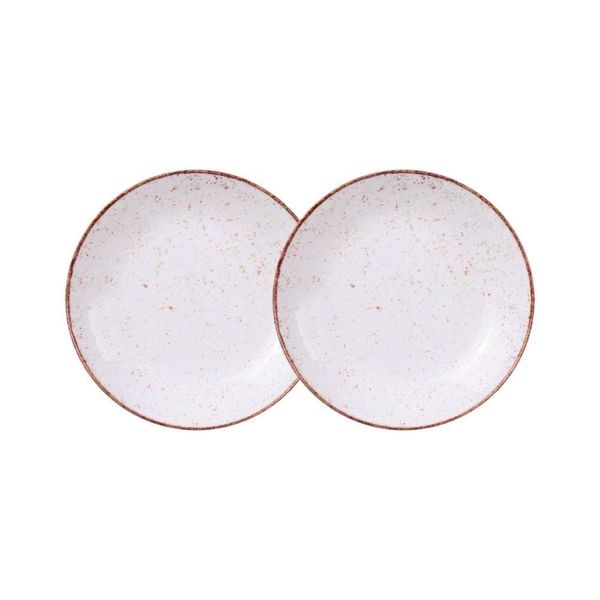 Jogo De Pratos Fundo 2 Peças Rústico 22 Cm Porcelana Decorada Tramontina