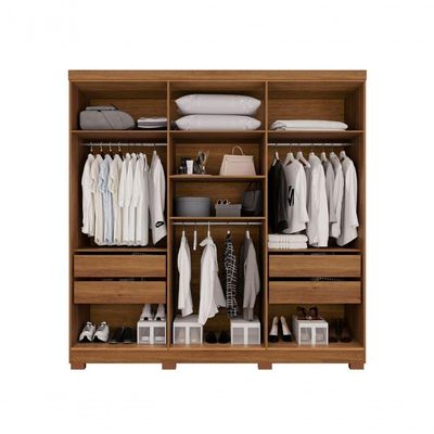 Guarda-roupa Coliseu Sem Espelho 6 Portas 4 Gavetas Salleto Cinamomo/off White