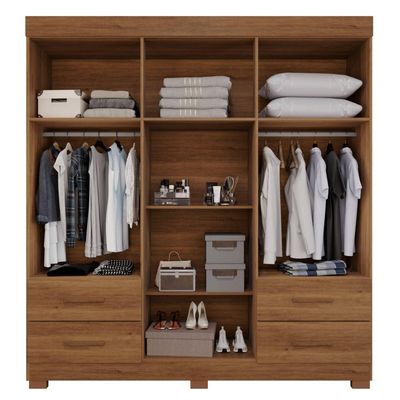 Guarda Roupas Casal Texas 6 Portas 4 Gavetas Com Espelho Salleto Cinamomo