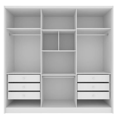 Guarda Roupa Casal 6 Portas 6 Gavetas 100% Mdf Fortuna S/ Espelho S/ Pés - Tcil Neve