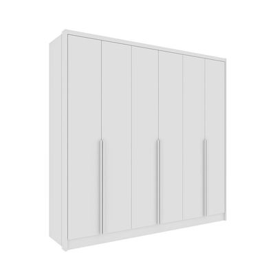 Guarda Roupa Casal 6 Portas 6 Gavetas 100% Mdf Fortuna S/ Espelho S/ Pés - Tcil Neve
