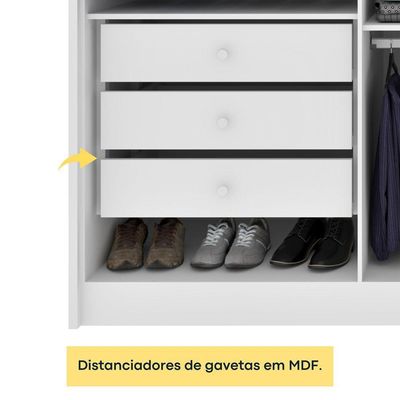 Guarda Roupa Casal 6 Portas 6 Gavetas 100% Mdf Fortuna S/ Espelho S/ Pés - Tcil Neve
