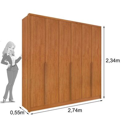 Guarda Roupa Casal 6 Portas 6 Gavetas 100% Mdf Fortuna S/ Espelho S/ Pés - Tcil Cinamomo