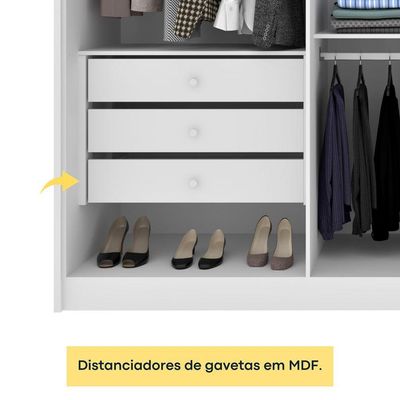 Guarda Roupa Casal 100% Mdf 6 Portas 6 Gavetas Realeza S/ Espelho S/ Pés - Tcil Neve