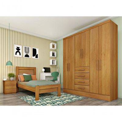 Guarda Roupa Casal 6 Portas 4 Gavetas Arizona S/ Espeho S/ Pés - Tcil Cinamomo