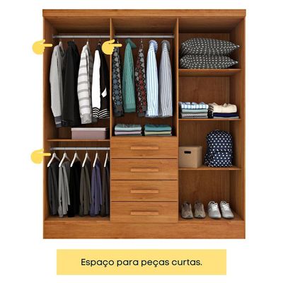 Guarda Roupa Casal 6 Portas 4 Gavetas Arizona S/ Espeho S/ Pés - Tcil Cinamomo
